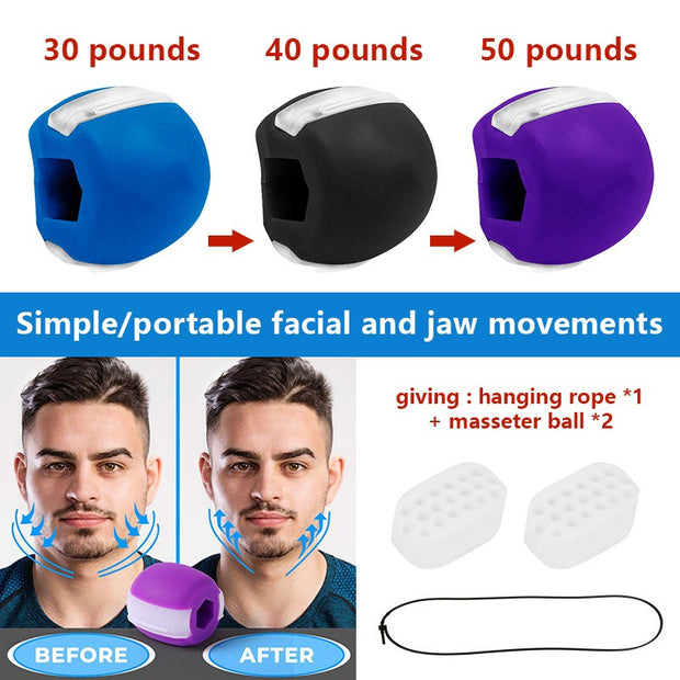 Food Grade Silicone Gel Jaw Exerciser Ball, Muscle Training, Fitness, Neck & Face Toning